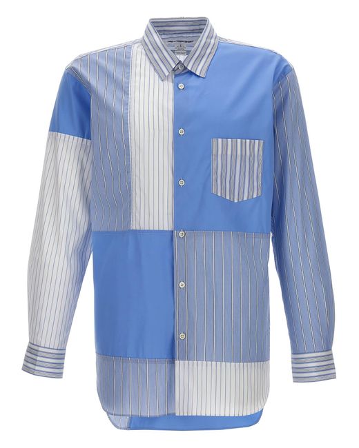 Comme des Garçons Blue Patchwork Striped Shirt for men
