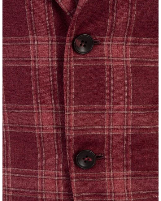Kiton Red Check Wool Classic Blazer for men