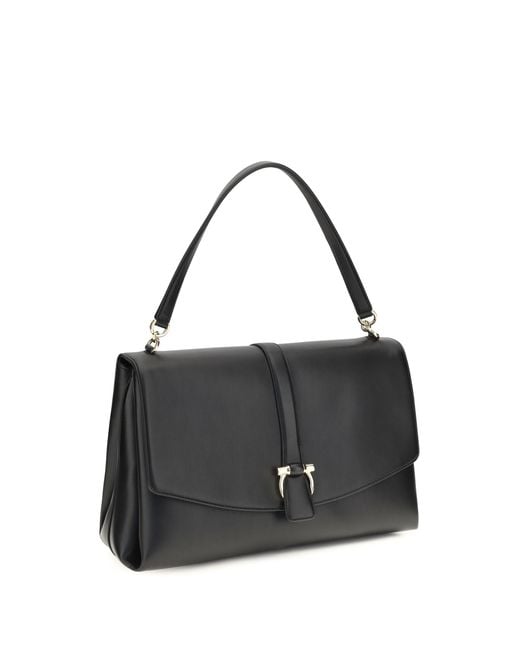 Ferragamo Black Large Mia Shoulder Bag Calf Leather Bos Taurus
