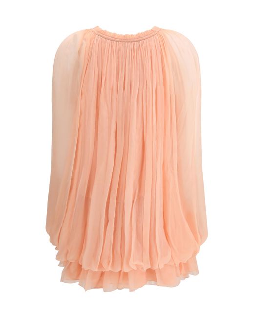 Chloé Pink Mini Dress With Cape Silk Outer