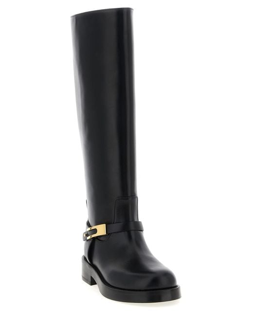 Elisabetta Franchi Black Logo Strap Boots