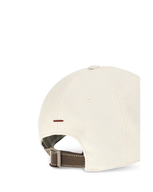 Brunello Cucinelli White Visor Cap Silk; Linen; Wool Ovis Aries Hats E Hairbands for men
