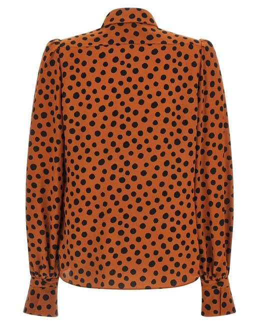 Valentino Garavani Brown Polka Dot Print Shirt Silk Shirt, Blouse