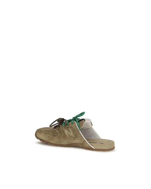 Miu Miu Green Beige Calf Leather Bos Taurus Athletic Sneakers