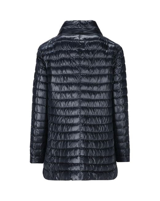 Herno Blue Reversible Button-up Padded Down Jacket