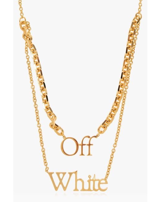 Off-White c/o Virgil Abloh Black Logo Plaque Chain-Linked Necklace