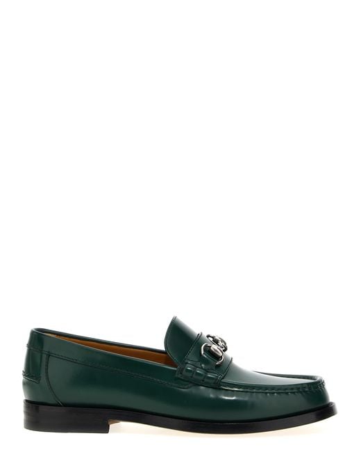 Gucci Green Horsebit-Detail Leather Loafers for men