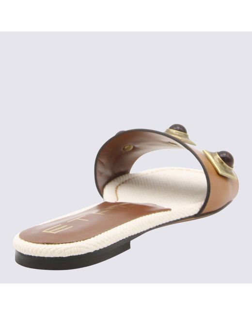 Etro Brown Leather Slides