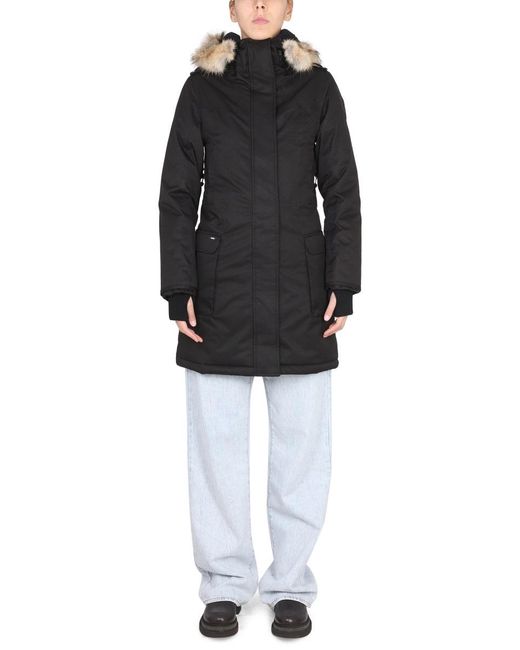 Nobis Black Stylish Parka Jacket With Drawstring Hood