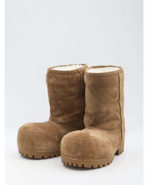 Balenciaga Alaska Fur Low Boots in Natural | Lyst