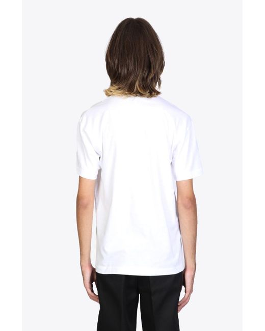 Comme des Garçons White T-Shirt Short Sleeve Knit T-Shirt With Pixel Heart Patch for men