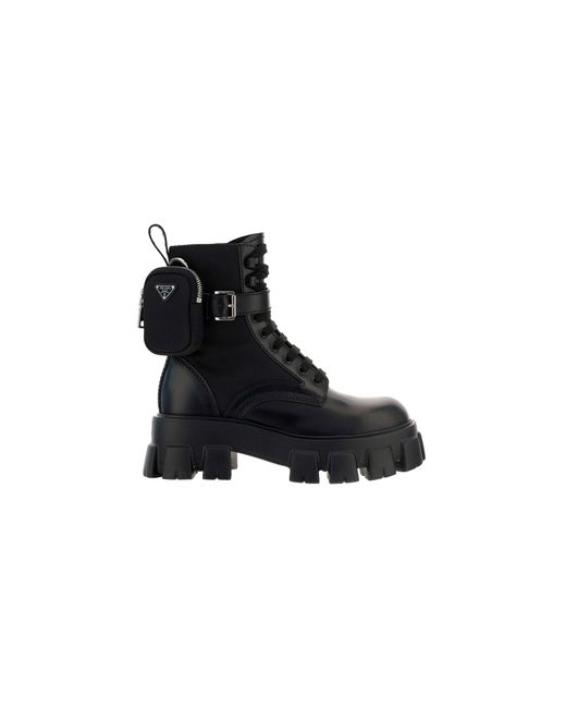 prada brushed rois leather and nylon boots