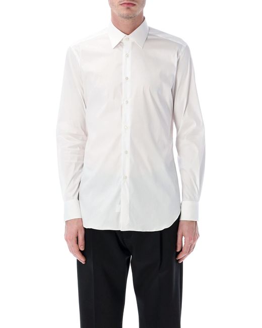 Xacus White Stretch Cotton Classic Shirt for men