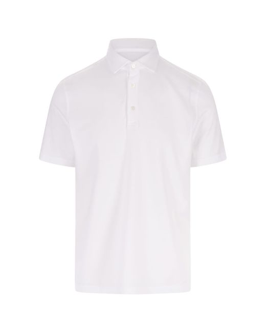 Fedeli White Polo Shirt In Organic Cotton for men