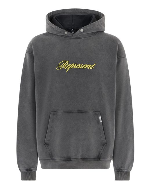 Represent Gray Hooded Sweatshirt Cotton Jumpers for men