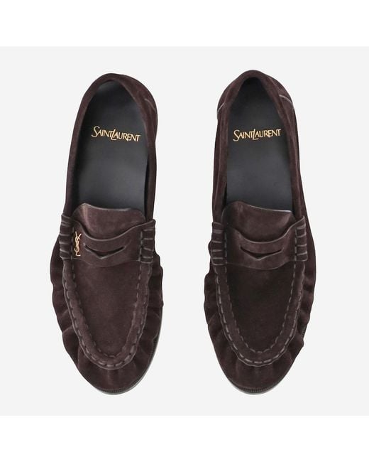 Saint Laurent Brown Loafers Suede Calfskin