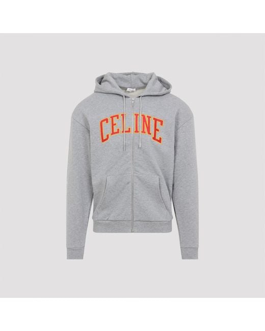 CELINE ジップアップパーカー グレー Celine Loose Zip Up Hoodie in Gray for Men | Lyst
