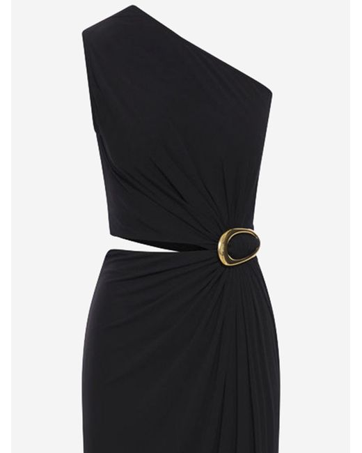 Bottega Veneta Black Crepe-Effect Viscose Jersey Dress