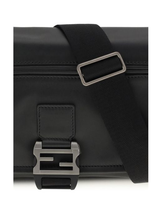 Fendi Black Flux Messenger Shoulder Bag Calf Leather Bos Taurus for men