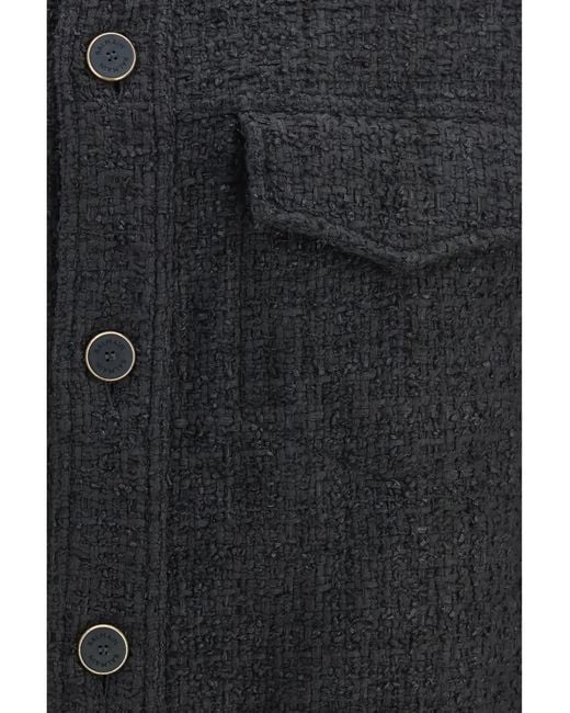 Balmain Blue Tweed Buttoned Jacket Cotton; Polyamide for men