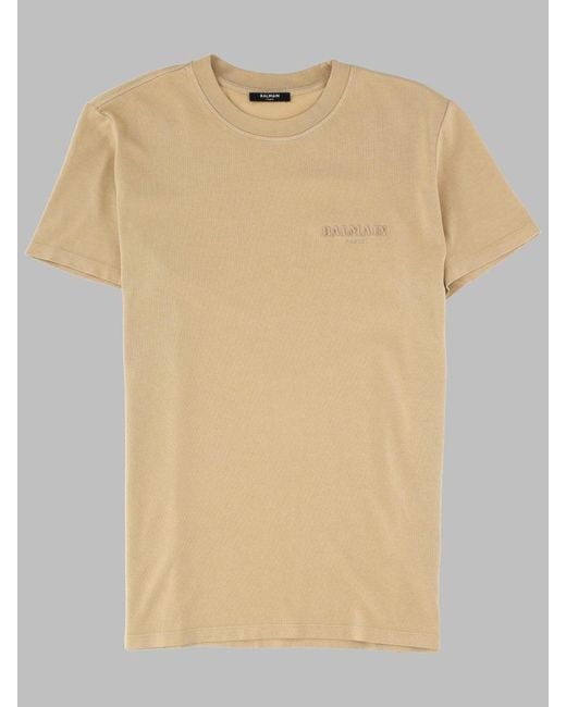 Balmain Natural T-Shirt Vintage Logo Cotton T-Shirts for men