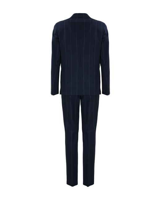 Eleventy Blue Double-Breasted Pinstripe Suit for men
