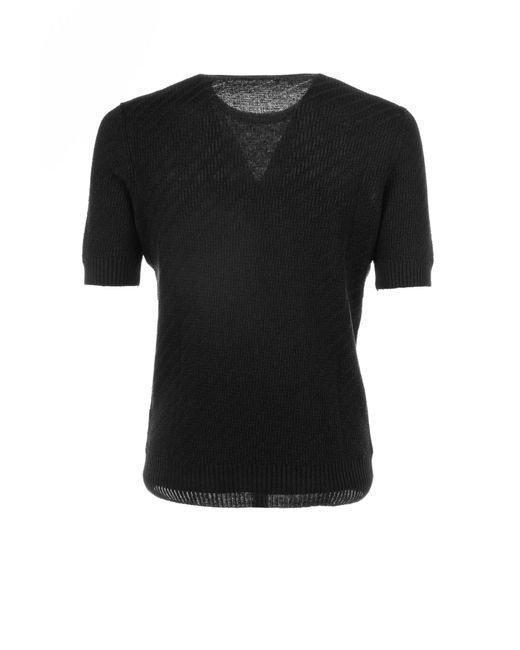 Tagliatore Black Knitted T-Shirt for men