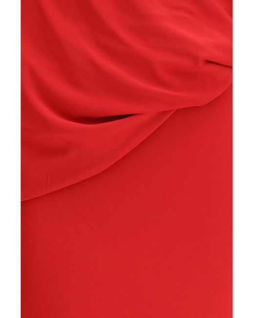 Magda Butrym Red Long Open-Back Dress With High Neck Viscose; Silk; Elastane