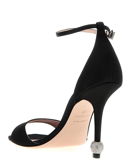 Roger Vivier Black Sandal With Jewelled Heel