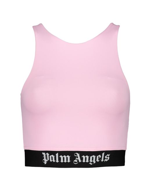 Palm Angels Pink Crop-Top With Logo