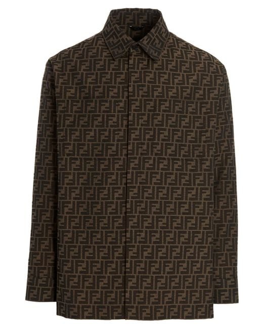 Fendi Brown Logo Overshirt for men