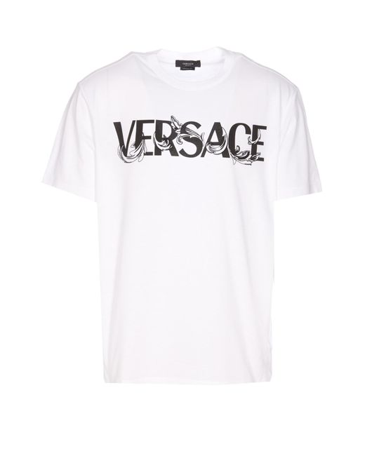 Versace Cotton Barocco Silhouette Logo T-shirt in White for Men - Save ...