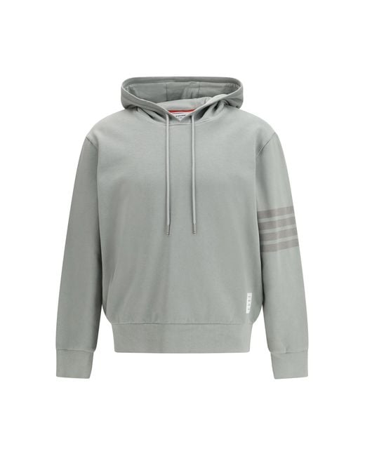 Thom Browne Gray Cotton Hoodie Sweatshirts for men