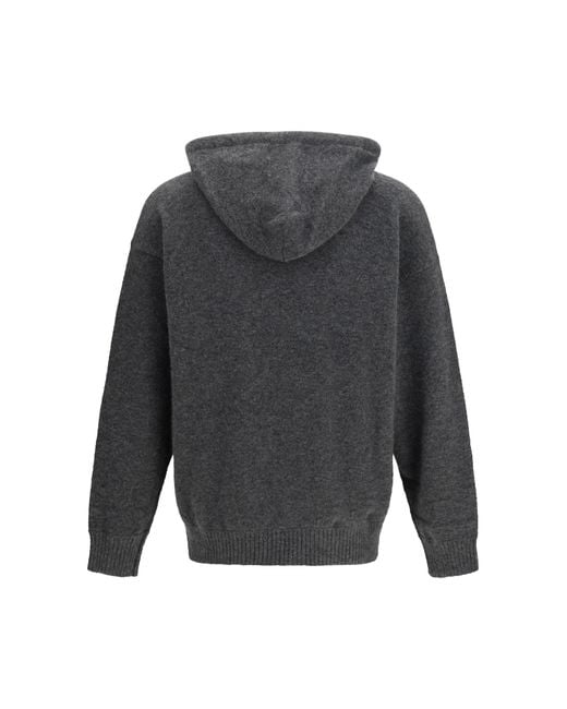 Laneus Gray Cashmere And Silk Hooded Sweater for men