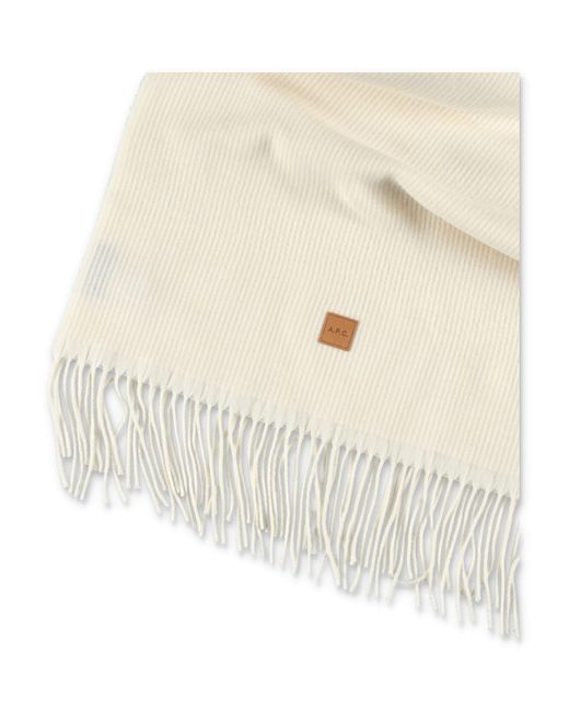 A.P.C. Natural Aria Wool Scarf With Logo for men