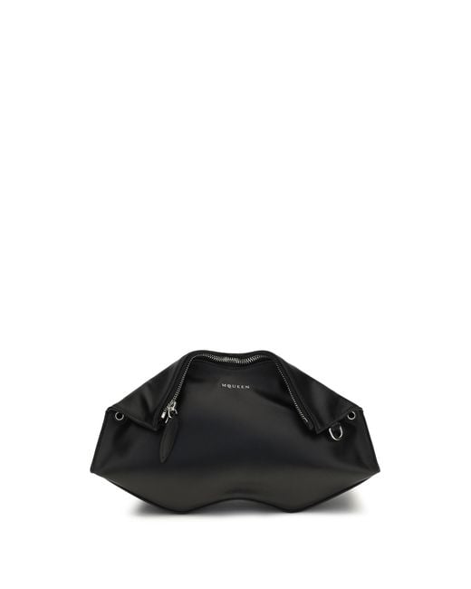 McQueen Black Manta Clutch Calf Leather Bos Taurus Clutches
