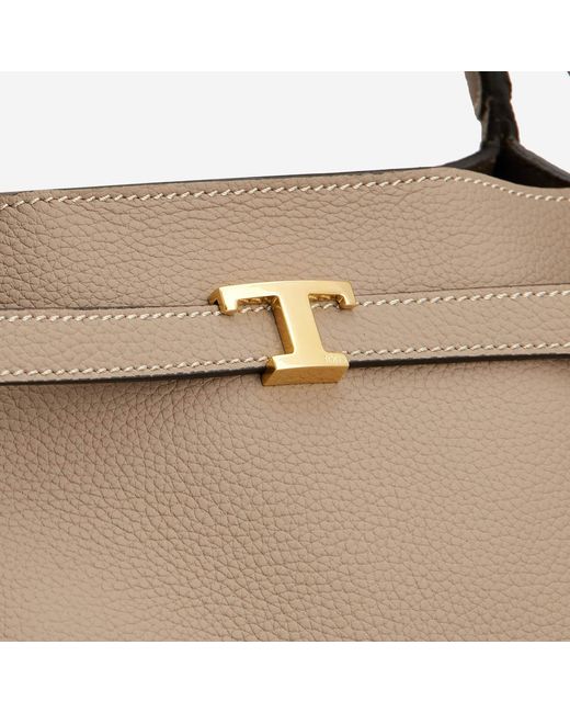 Tod's Natural Leather Shopping Bag With Logo Calfskin Handbags