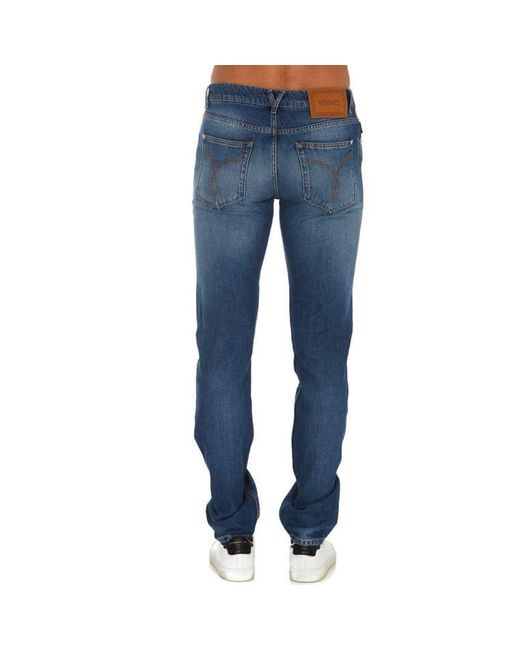 Versace Blue Cotton Logo Denim Jeans for men