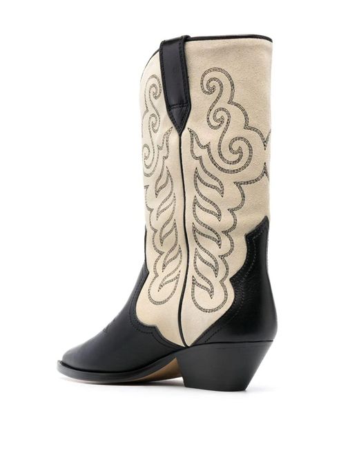 Isabel Marant Brown Black And Beige Suede Western Boots
