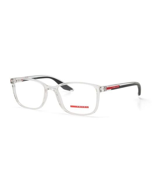 Prada Sport Metallic Eyeglasses Square Full Rim, Transparent Frame And Clear Demo Lens Ps07Rv2Az1O1 for men