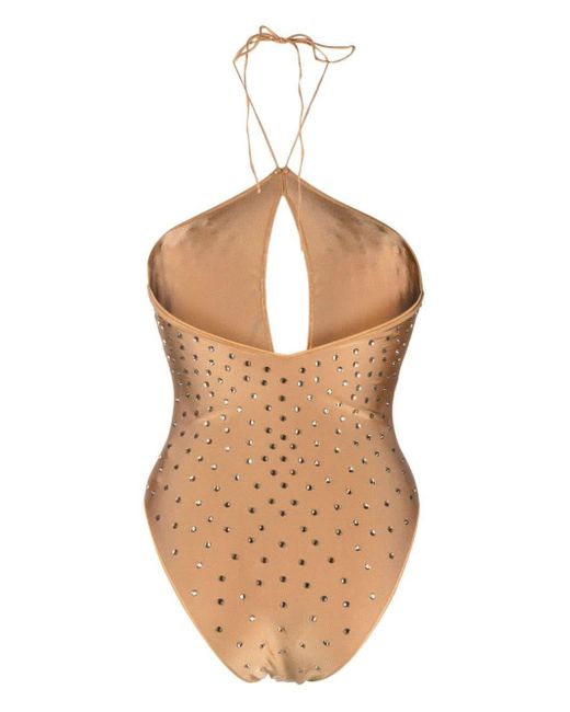Oseree Natural Sand Stone Gem Necklace Maillot Swimsuit