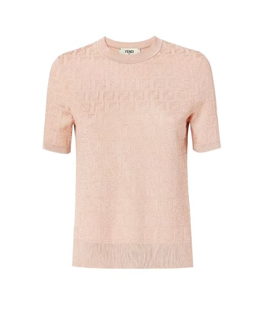 Fendi Pink Sweaters Cotone Viscosa