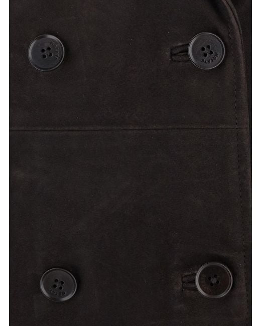 ROTATE BIRGER CHRISTENSEN Black Coat Suede Leather