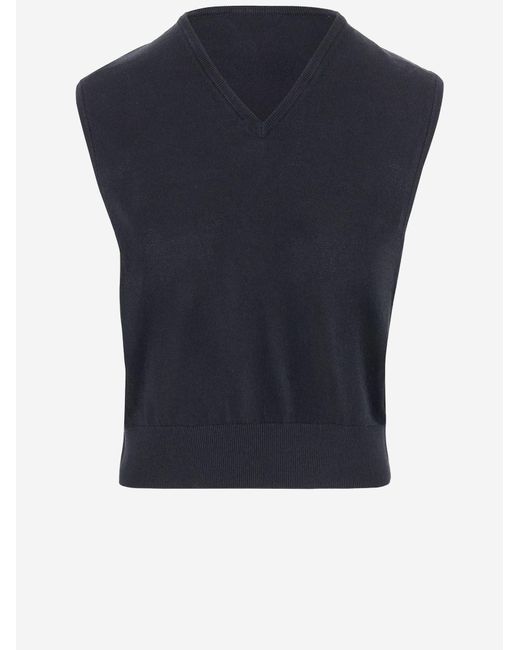 Bottega Veneta Blue Cotton And Viscose Twin-Set Sweater
