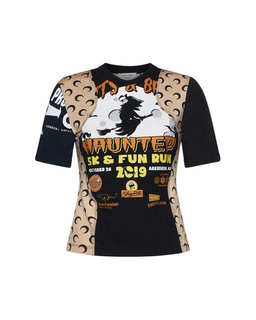 Marine Serre Crescent Moon Printed Upcycled Crewneck T-shirt