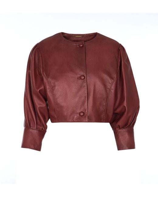 Chloé Red Leather Cropped Jacket
