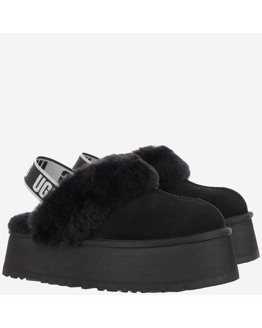 Ugg Black Platform Suede Slippers Funkette
