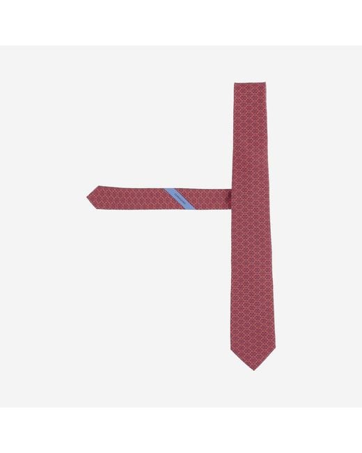 Ferragamo Pink Tie Silk Pattern Ties & Bow for men
