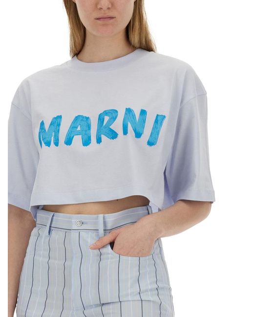 Marni Blue Logo Print T-Shirt