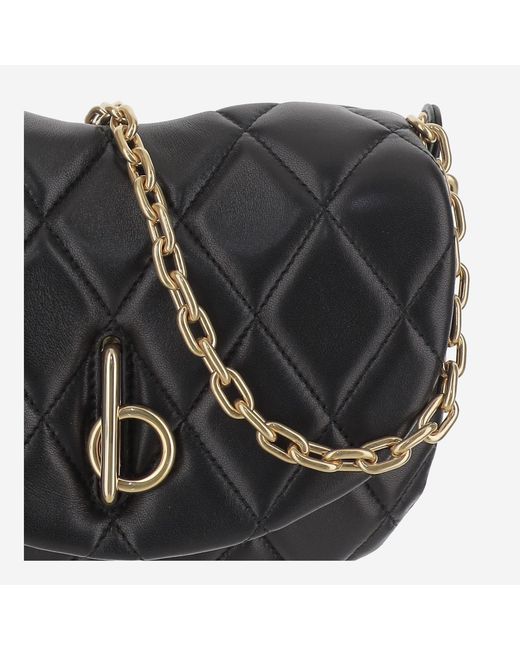 Burberry Black Quilted Leather Rocking Horse Bag Lamb Shoulder